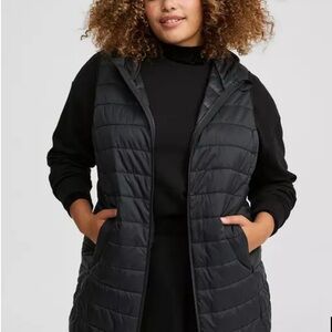Torrid Black Hooded Puffer Vest